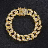 15MM  Width Iced Out Cuban Link Chain Necklace Jewelry