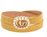Premium Pearl Buckle Leather Belt - The Trendy Accessories Store