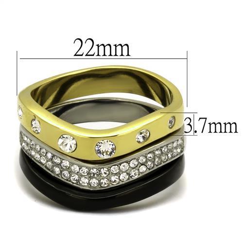 TK2299 IP Gold+ IP Black Stainless Ring - The Trendy Accessories Store