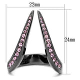 Light Black Stainless Steel Ring with Pink Crystal Stone - The Trendy Accessories Store