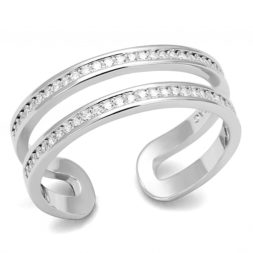TS605 Rhodium 925 Sterling Silver Ring - The Trendy Accessories Store