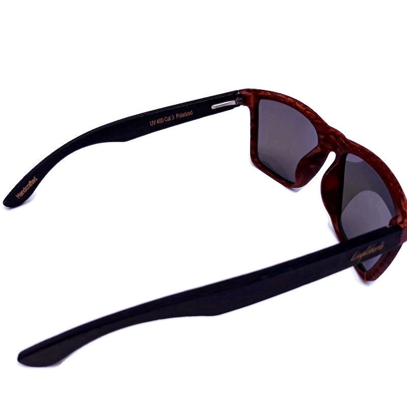 Oak Colored Frames, Bamboo Sunglasses, Blue Polarized Lenses - The Trendy Accessories Store