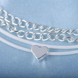 Bohemian Silver Heart Multi Chain Anklet Ankle Bracelet - The Trendy Accessories Store
