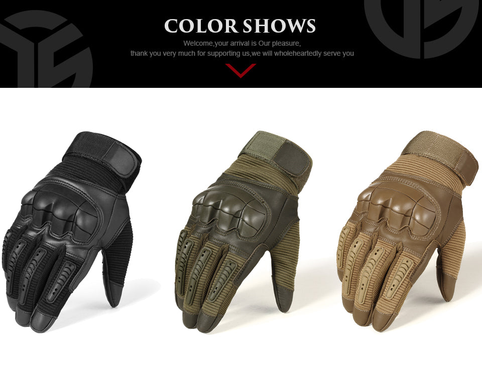 Touch Screen Tactical Rubber Hard Knuckle Full Finger Gloves - The Trendy Accessories Store