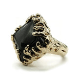 Coral Wrapped Offset Square Simulated Onyx Ring - The Trendy Accessories Store