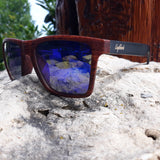 Oak Colored Frames, Bamboo Sunglasses, Blue Polarized Lenses - The Trendy Accessories Store