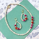 Rose Pearl Earrings + Necklace - The Trendy Accessories Store