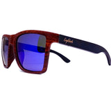 Oak Colored Frames, Bamboo Sunglasses, Blue Polarized Lenses