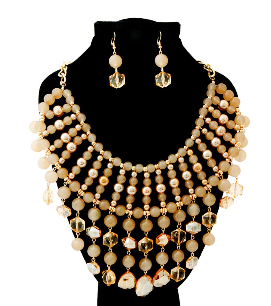 Heavy Rich Glass Bead Necklace Set - The Trendy Accessories Store