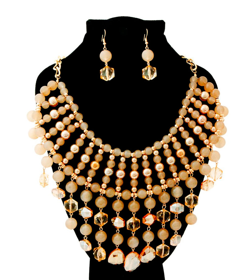 Heavy Rich Glass Bead Necklace Set - The Trendy Accessories Store