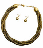 Black and Gold Twisted Cord Necklace Set - The Trendy Accessories Store