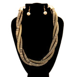 Black and Gold Twisted Cord Necklace Set