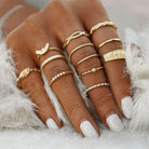 Golden Zinc Alloy Metal & Gemstone Rings Set - The Trendy Accessories Store