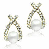 Paradise Gold Brass Earrings with Synthetic Pearl - The Trendy Accessories Store