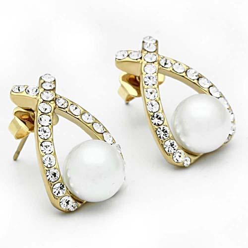 Paradise Gold Brass Earrings with Synthetic Pearl - The Trendy Accessories Store