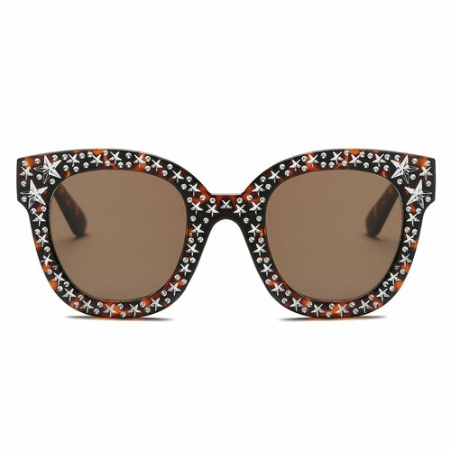 Tortoiseshell Star Rhinestone Sunglasses - The Trendy Accessories Store