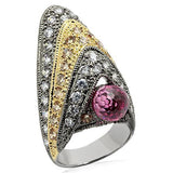LO1001 Rhodium+Gold+ Ruthenium Brass Ring with AAA - The Trendy Accessories Store