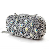 LO2364 - Rhodium White Metal Clutch with Top Grade Crystal