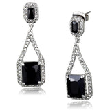 Rhodium Brass Earrings with Natural Black Stone - The Trendy Accessories Store