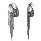 Cobalt Black Brass Earrings with AAA Grade CZ  in Clear - The Trendy Accessories Store