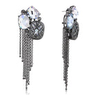 Cobalt Black Brass Earrings with AAA Grade CZ  in Clear - The Trendy Accessories Store