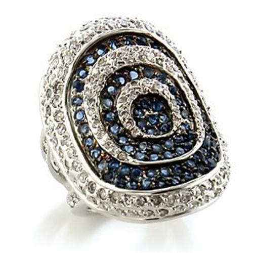 LOA575 Rhodium + Ruthenium Brass Ring with - The Trendy Accessories Store
