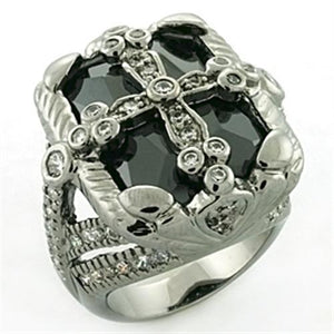 LOA708 Rhodium + Ruthenium Brass Ring with AAA - The Trendy Accessories Store
