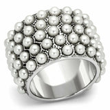 Rhodium Brass Synthetic  White Ring - The Trendy Accessories Store