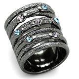 LOA883 Ruthenium Brass Ring with Top Grade Crystal