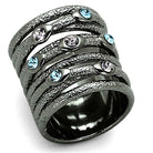 LOA883 Ruthenium Brass Ring with Top Grade Crystal - The Trendy Accessories Store