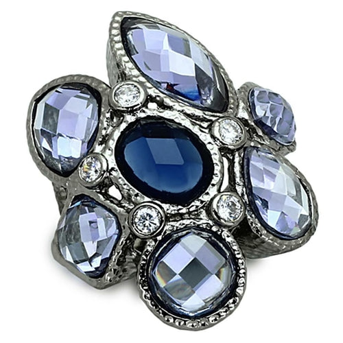 LOA906 Ruthenium Brass Ring with Synthetic - The Trendy Accessories Store