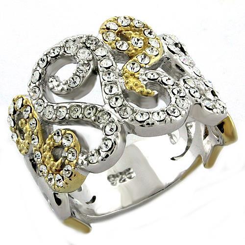 LOAS1019 Gold+Rhodium 925 Sterling Silver Ring - The Trendy Accessories Store