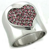 LOAS1196 Rhodium 925 Sterling Silver Ring with Top Heart Crystal - The Trendy Accessories Store