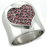 LOAS1196 Rhodium 925 Sterling Silver Ring with Top Heart Crystal
