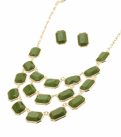 Stoned Layered Necklace Set - The Trendy Accessories Store