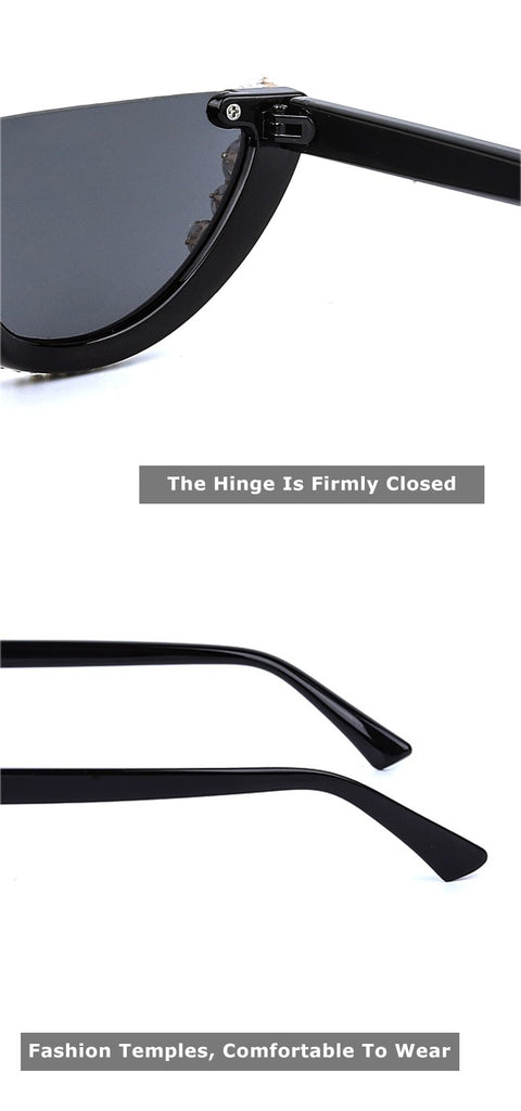 Diamond Cat Eye Semi-Rimless Sunglasses - The Trendy Accessories Store