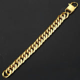 10mm 15mm Gold Black 316L Stainless Steel Bracelet for Men Double Curb - The Trendy Accessories Store
