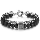 Natural Tiger Eye Stone Bracelet Men Stainless Steel Beaded Bracelets - The Trendy Accessories Store