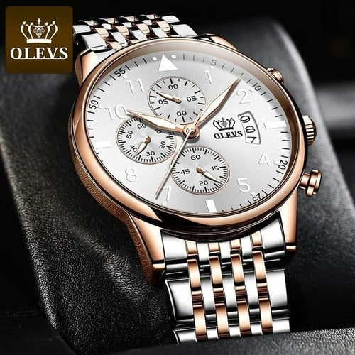 Stainless Steel Olevs Luxury Sports Quartz Watch - The Trendy Accessories Store