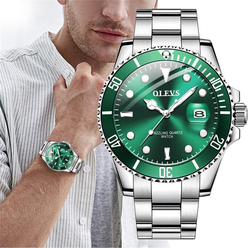 Mens Watches Top Brand Luxury Fashion Waterproof Luminous Hand Green - The Trendy Accessories Store