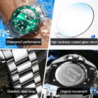 Mens Watches Top Brand Luxury Fashion Waterproof Luminous Hand Green - The Trendy Accessories Store
