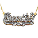 Zircon Custom Necklace Double Gold plated Nameplate 3D Necklace - The Trendy Accessories Store
