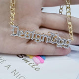 Zircon Custom Necklace Double Gold plated Nameplate 3D Necklace - The Trendy Accessories Store