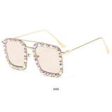 Oversized Square Sunglasses Ocean Lens Rhinestone Crystal Sunglasses - The Trendy Accessories Store
