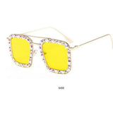 Oversized Square Sunglasses Ocean Lens Rhinestone Crystal Sunglasses - The Trendy Accessories Store