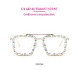 Oversized Square Sunglasses Ocean Lens Rhinestone Crystal Sunglasses - The Trendy Accessories Store