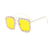 Oversized Square Sunglasses Ocean Lens Rhinestone Crystal Sunglasses - The Trendy Accessories Store