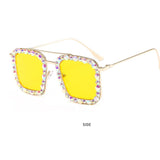 Oversized Square Sunglasses Ocean Lens Rhinestone Crystal Sunglasses - The Trendy Accessories Store