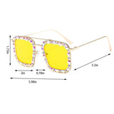 Oversized Square Sunglasses Ocean Lens Rhinestone Crystal Sunglasses - The Trendy Accessories Store