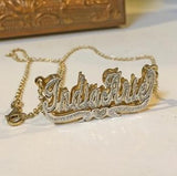 Zircon Custom Necklace Double Gold plated Nameplate 3D Necklace - The Trendy Accessories Store